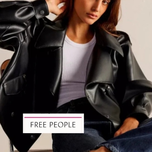 FREE PEOPLE -- We The Free Alexis Vegan Leather Jacket, L, PG1482 - Picture 1 of 8